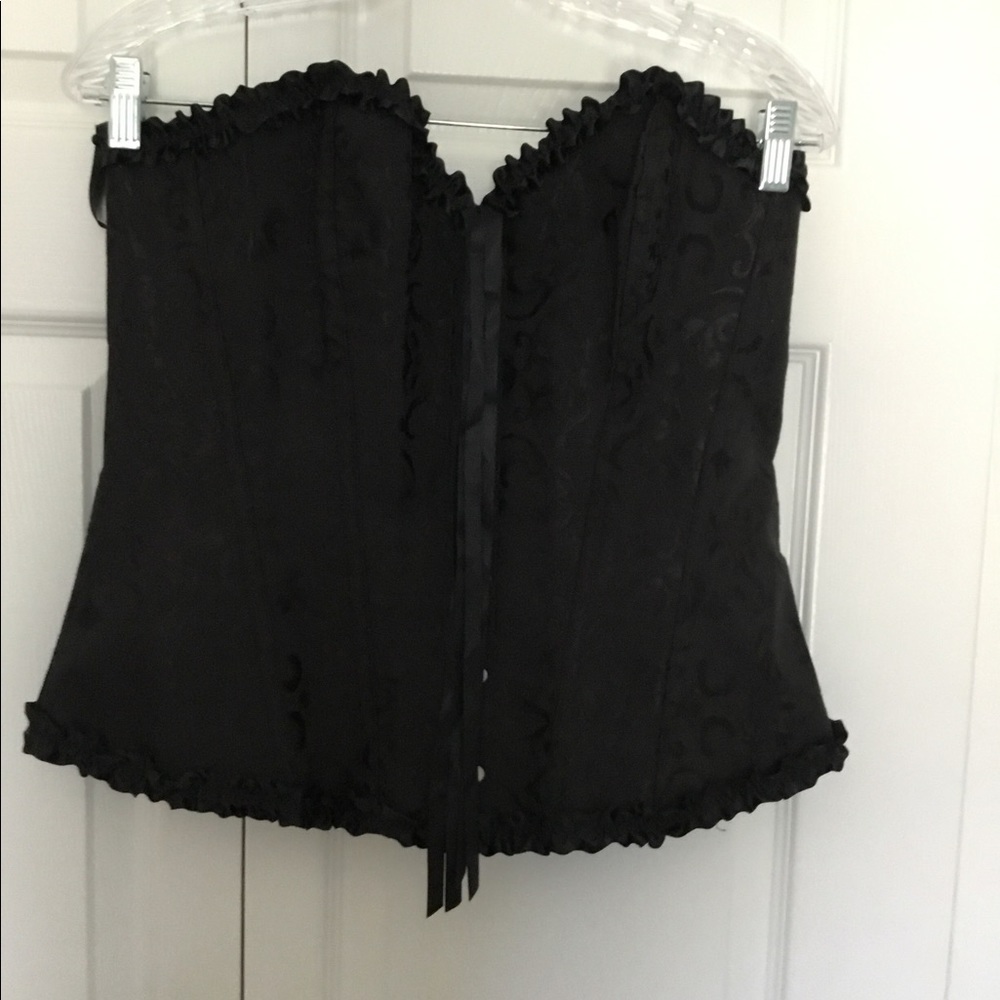 Black Strapless Brocade Corset Bustier - Picture 4 of 13